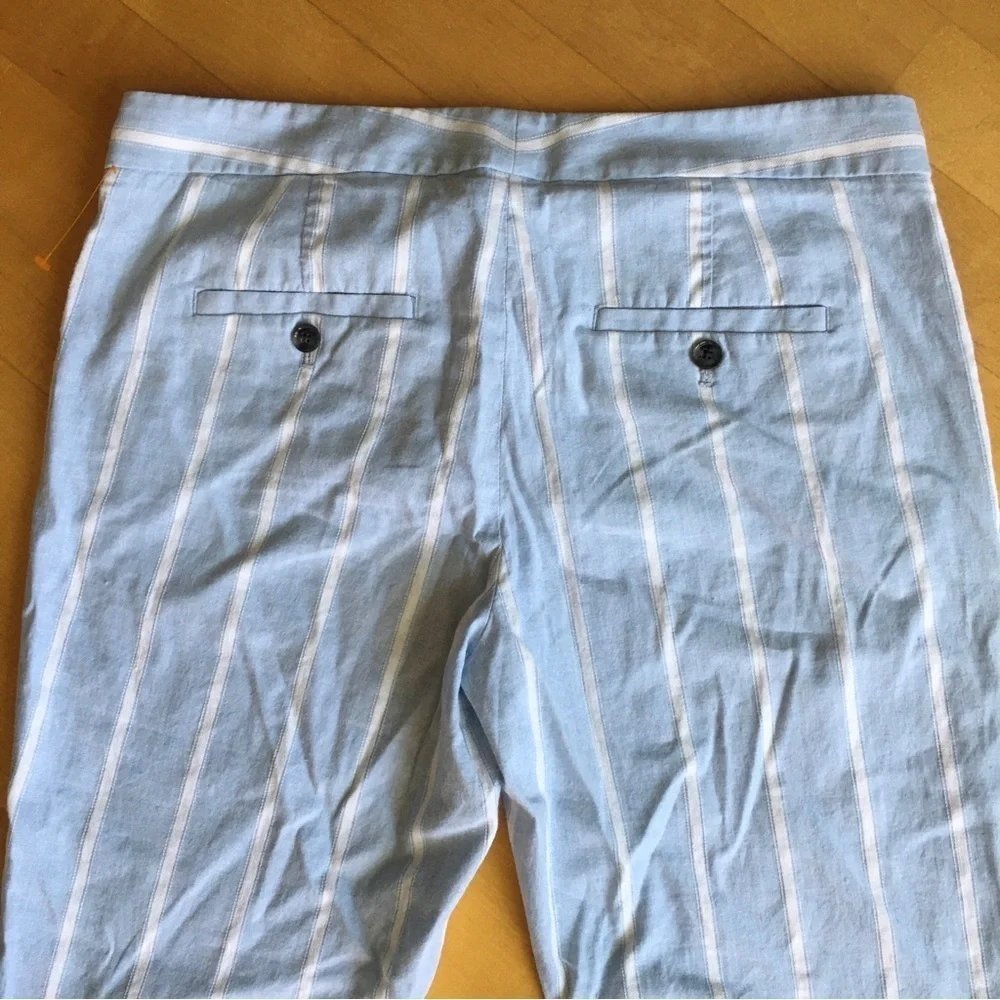 Banana Republic “Avery” Striped, Cropped, Wide Leg Capri, Blue, White, Size 6